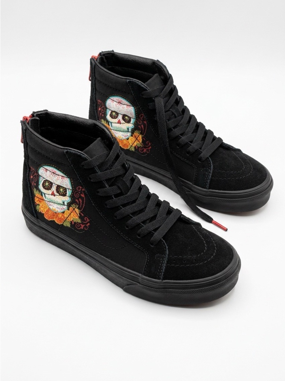 Vans SK8-Hi Shoe Día de los Muertos; Day of the Dead, Kids Skulls Black - 10.5